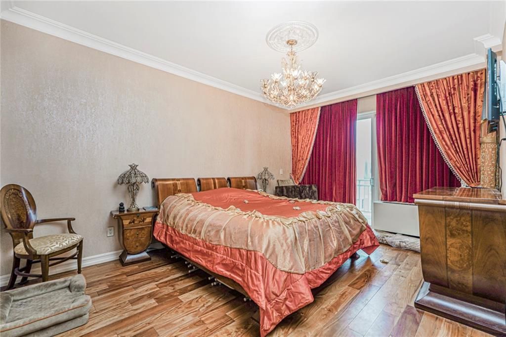 Bedroom, Chandelier, Interior, Wood Texture Flooring