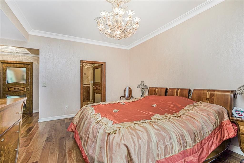 Bedroom, Chandelier, Interior, Wood Texture Flooring