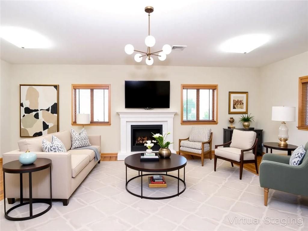 Fireplace, Interior, Living room, Pendant Lights