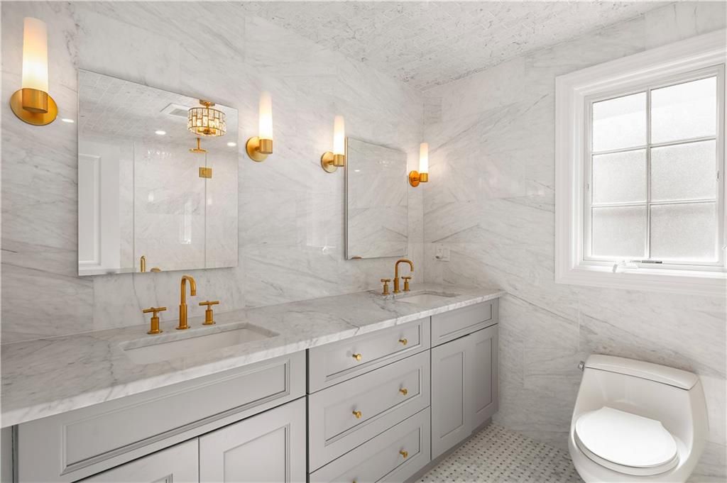 Bathroom, Dual Sink Vanities, Interior, Marble Walls