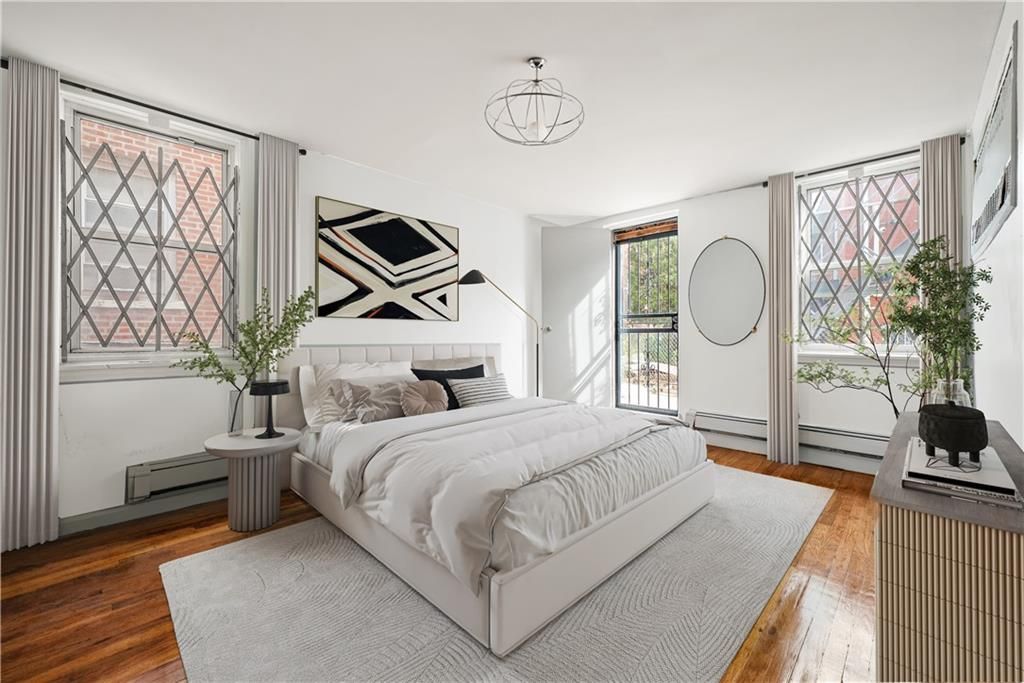 Bedroom, Interior, Pendant Lights, Wood Texture Flooring