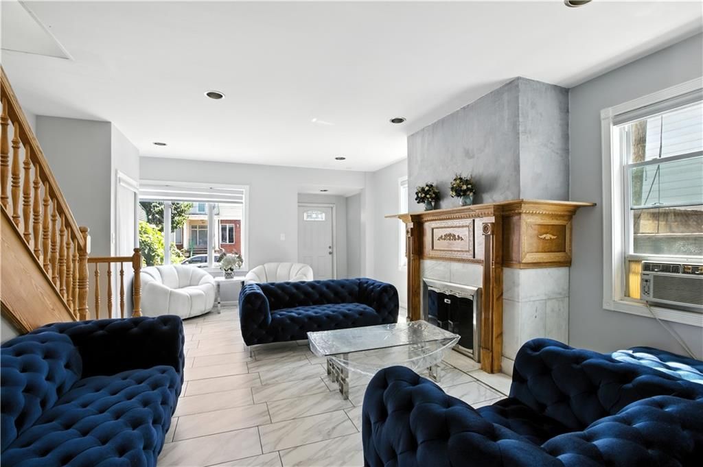 Fireplace, Interior, Living room, Marble, Recessed Lighting