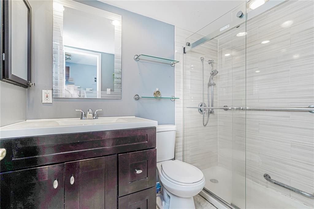 Bathroom, Glass Shower, Interior, Recessed Lighting