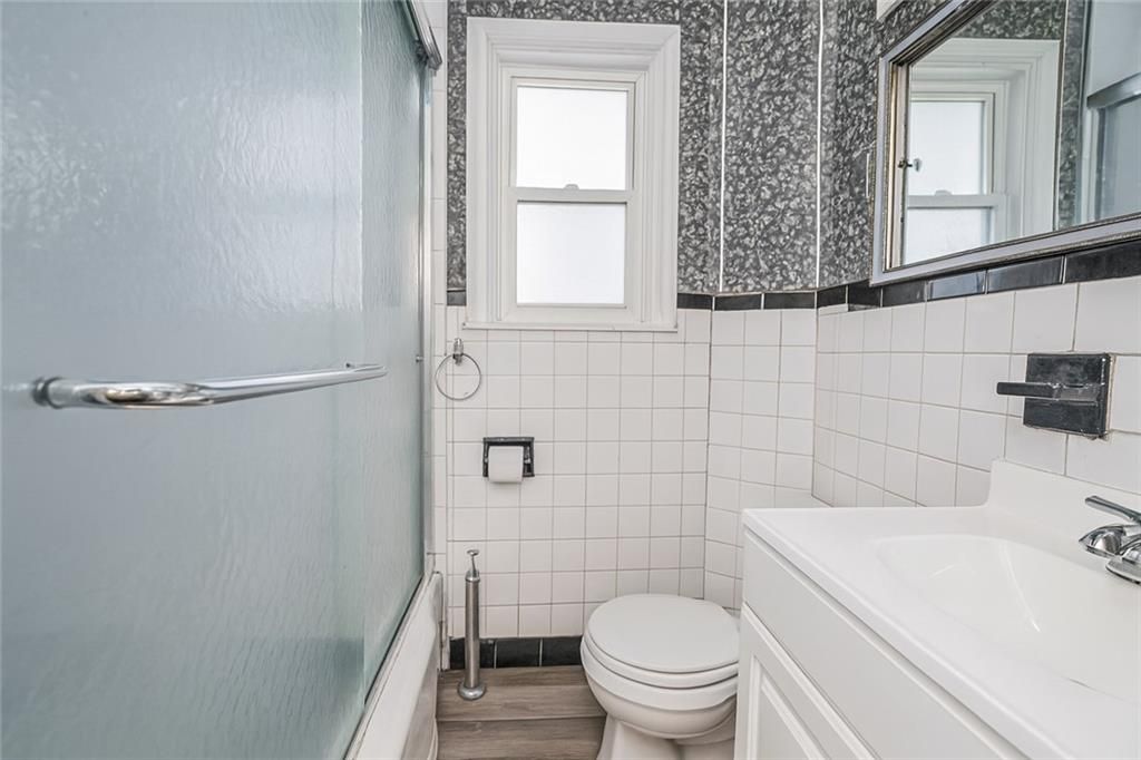 Bathroom, Glass Shower, Interior, Wood Texture Flooring