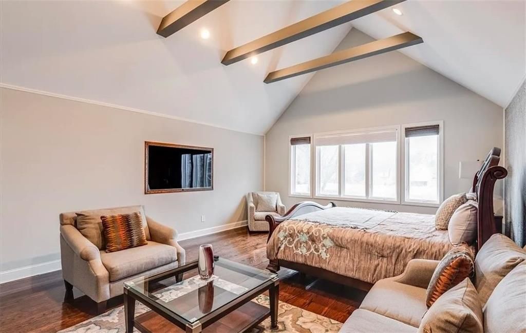 Bedroom, Interior, Living room, Recessed Lighting, Wooden Beams, Wood Texture Flooring