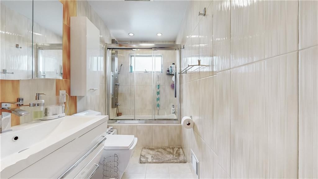 Bathroom, Glass Shower, Interior, Recessed Lighting