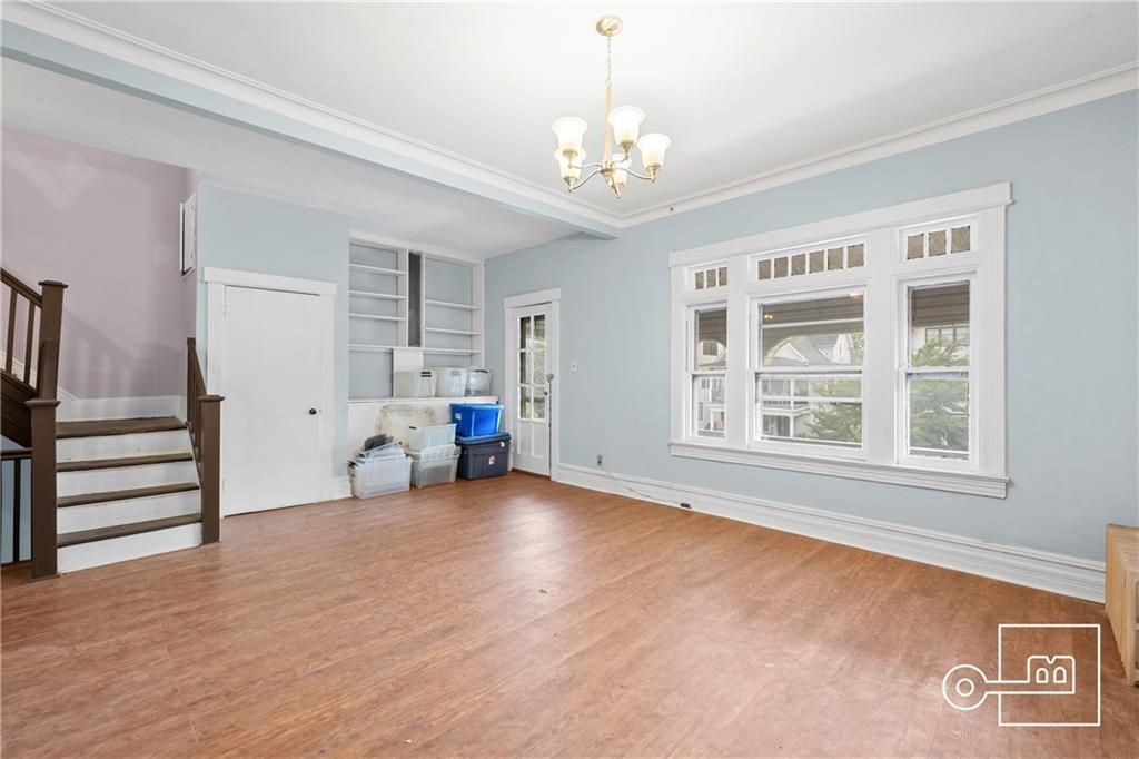 Chandelier, Empty room, Interior, Wood Texture Flooring