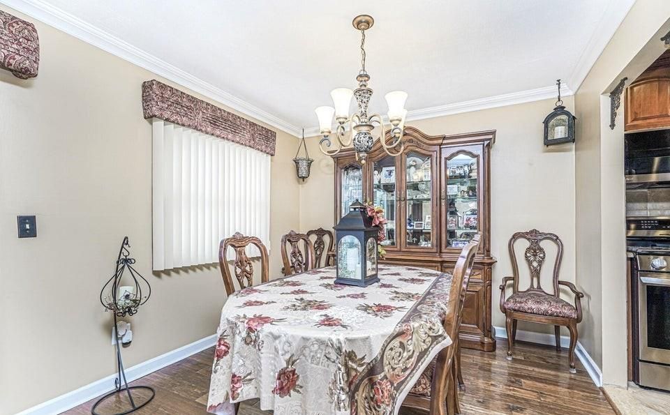 Chandelier, Dining room, Interior, Wood Texture Flooring