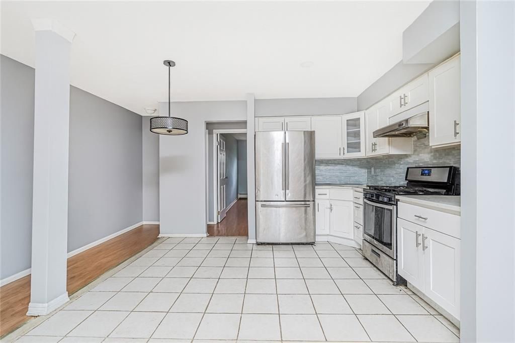 Interior, Kitchen, Pendant Lights, Stainless Steel Appliances, Wood Texture Flooring