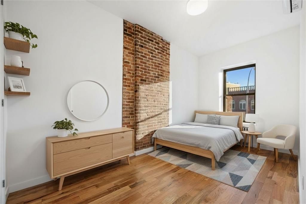 Bedroom, Interior, Stone Walls, Wood Texture Flooring