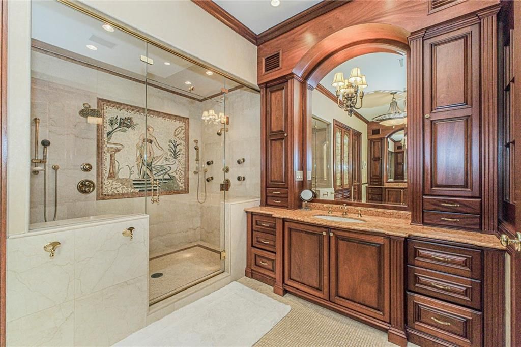 Bathroom, Glass Shower, Interior, Recessed Lighting