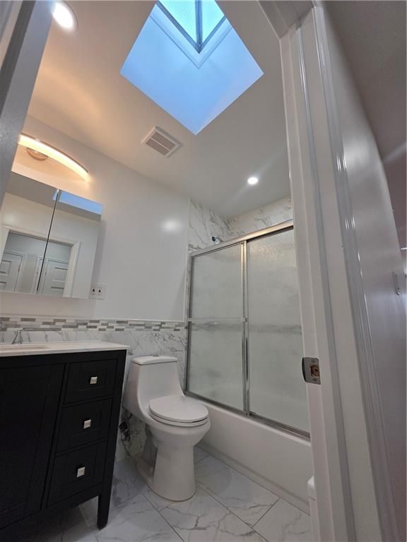 Bathroom, Glass Shower, Interior, Marble, Marble Walls, Recessed Lighting