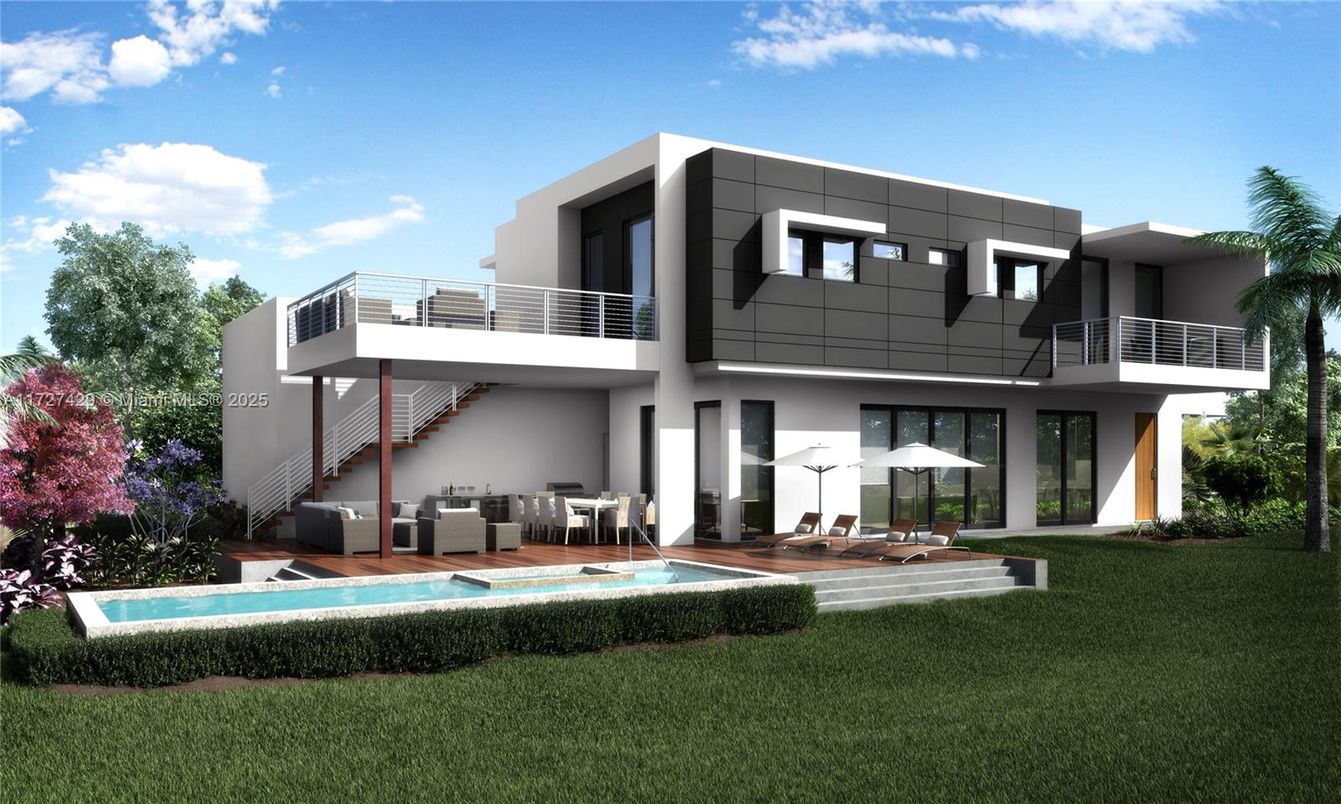 Backyard, Exterior, Facade, Pool, Modern