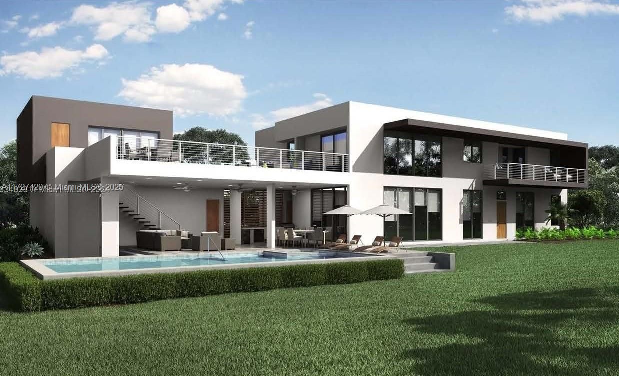 Backyard, Exterior, Facade, Pool, Modern