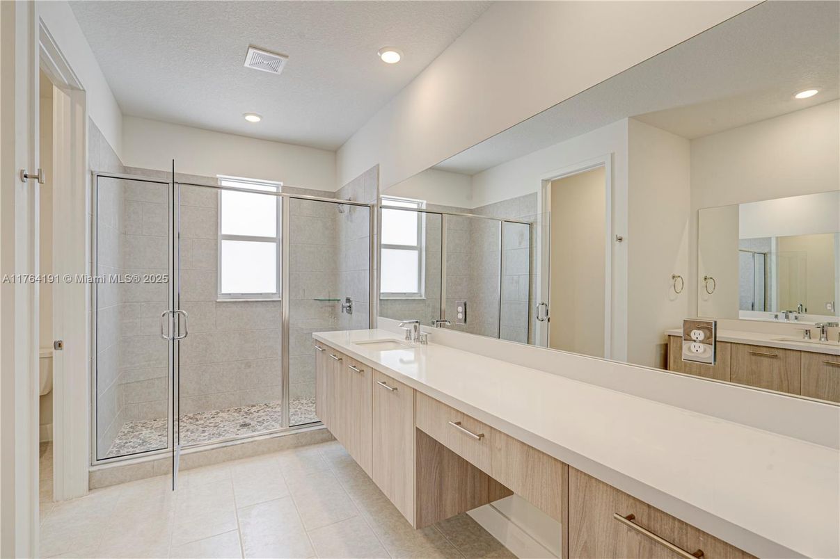 Bathroom, Dual Sink Vanities, Glass Shower, Interior, Recessed Lighting