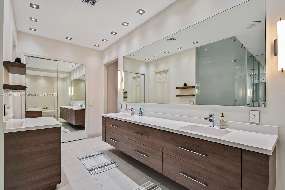 Bathroom, Dual Sink Vanities, Glass Shower, Interior, Recessed Lighting