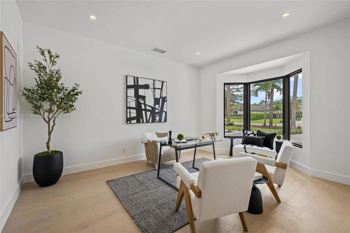Home Office, Interior, Recessed Lighting, Wood Texture Flooring