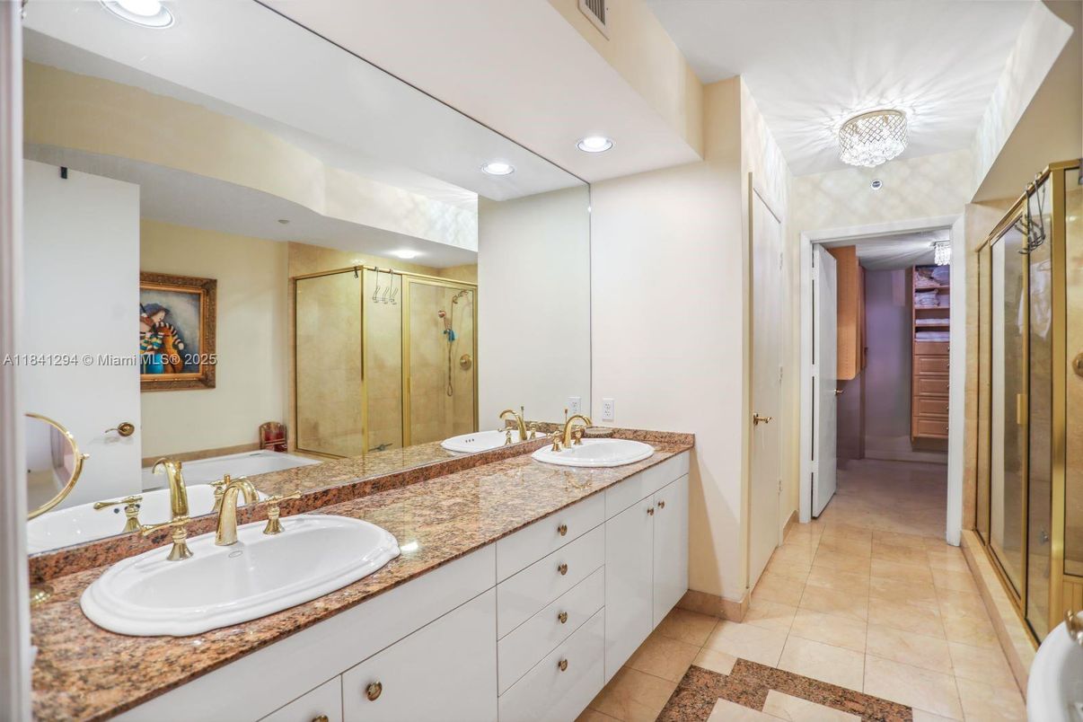 Bathroom, Dual Sink Vanities, Glass Shower, Interior, Recessed Lighting