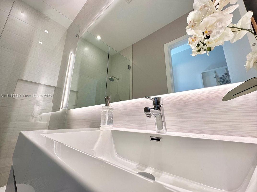Bathroom, Glass Shower, Interior, Recessed Lighting