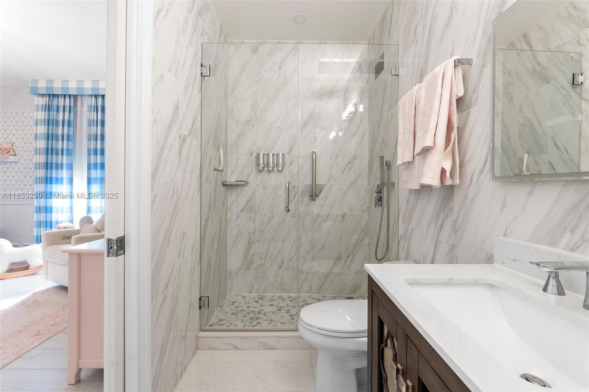 Bathroom, Glass Shower, Interior, Marble, Marble Walls