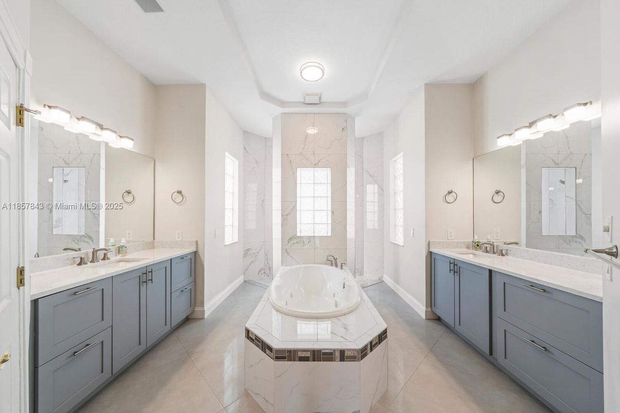 Bathroom, Dual Sink Vanities, Interior, Marble Walls