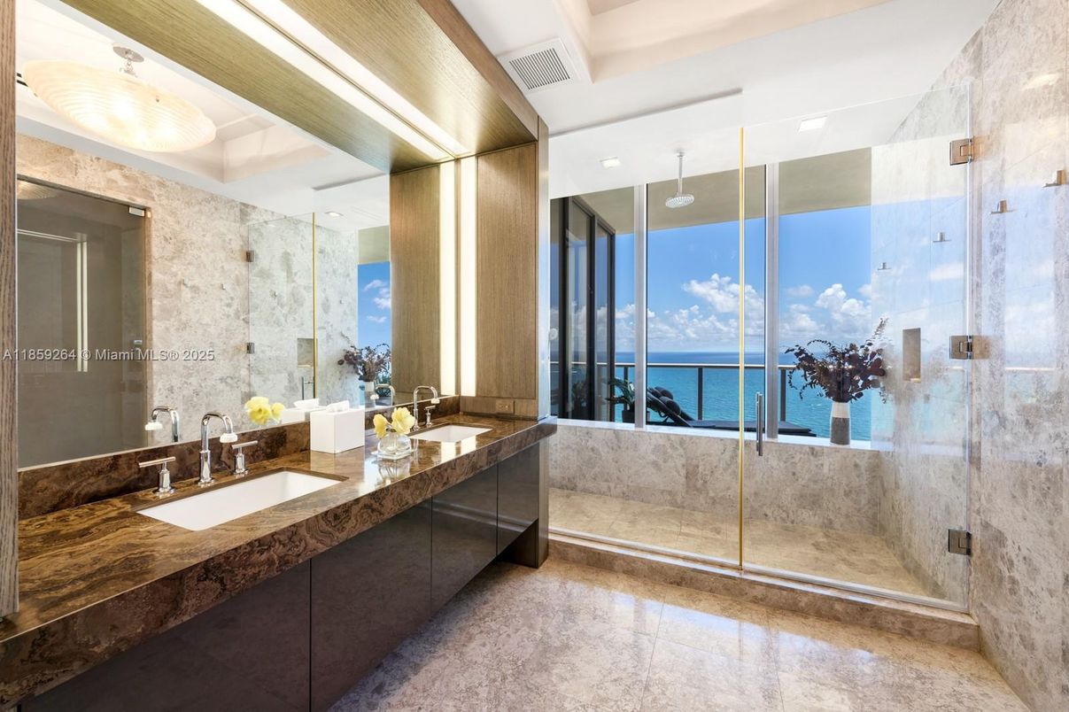 Bathroom, Dual Sink Vanities, Glass Shower, Interior, Recessed Lighting, Water
