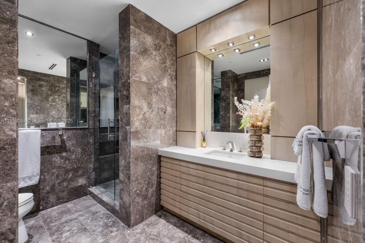 Bathroom, Glass Shower, Interior, Recessed Lighting
