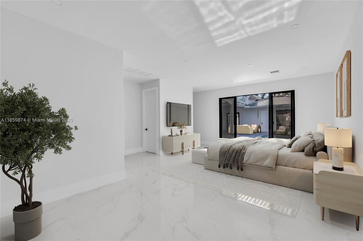 Bedroom, Interior, Marble, Recessed Lighting