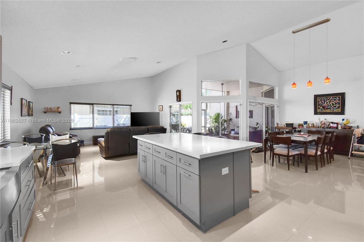 Dining room, Interior, Kitchen, Living room, Pendant Lights, Recessed Lighting
