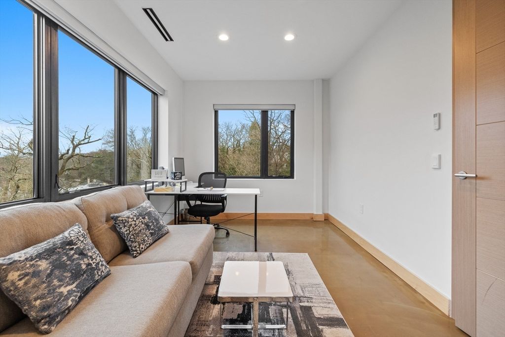 Home Office, Interior, Recessed Lighting, Wood Texture Flooring