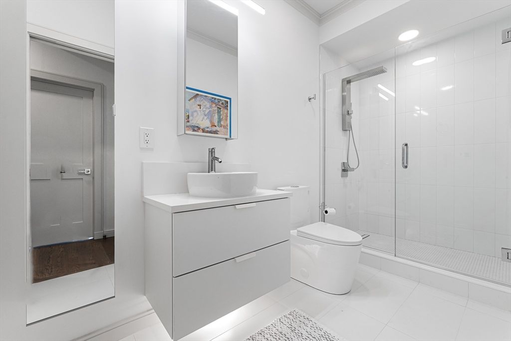 Bathroom, Glass Shower, Interior, Recessed Lighting