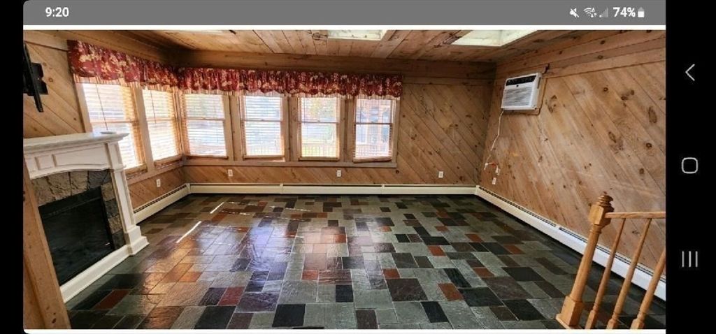 Empty room, Fireplace, Interior, Wooden Beams, Wooden Ceilings, Wooden Walls