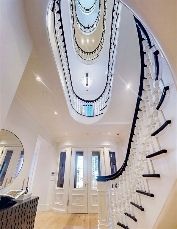 Glass Ceilings, Interior, Recessed Lighting, Wood Texture Flooring