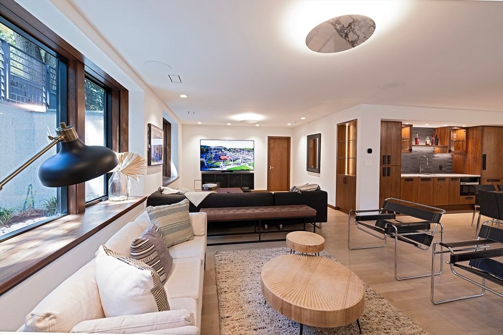 Interior, Living room, Recessed Lighting, Wood Texture Flooring