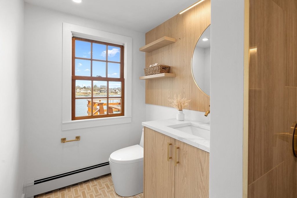 Bathroom, Interior, Recessed Lighting, Water, Wooden Walls