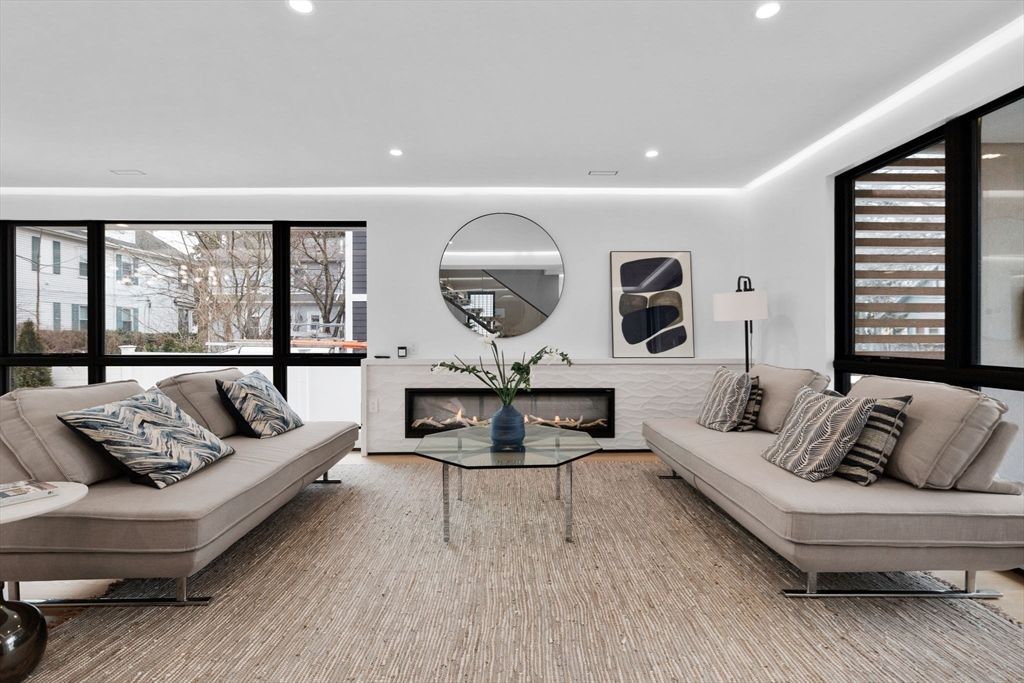 Fireplace, Interior, Living room, Recessed Lighting