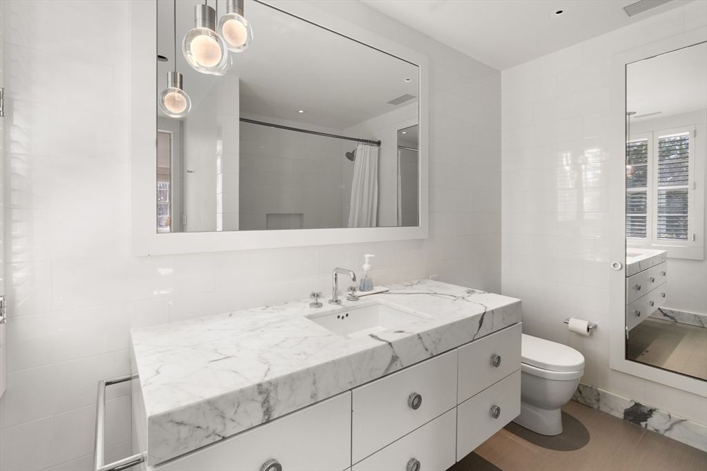 Bathroom, Interior, Recessed Lighting, Wood Texture Flooring