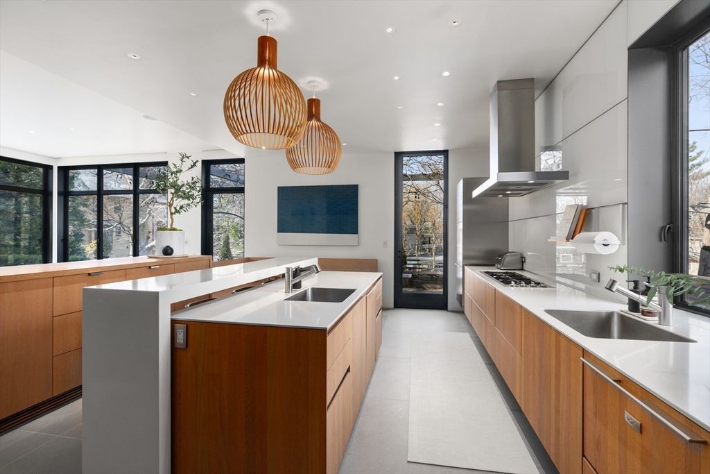 Interior, Kitchen, Pendant Lights, Recessed Lighting, Stainless Steel Appliances