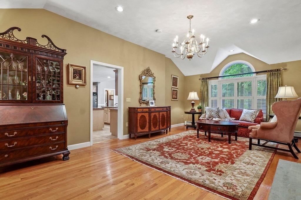 Chandelier, Interior, Living room, Recessed Lighting, Wood Texture Flooring