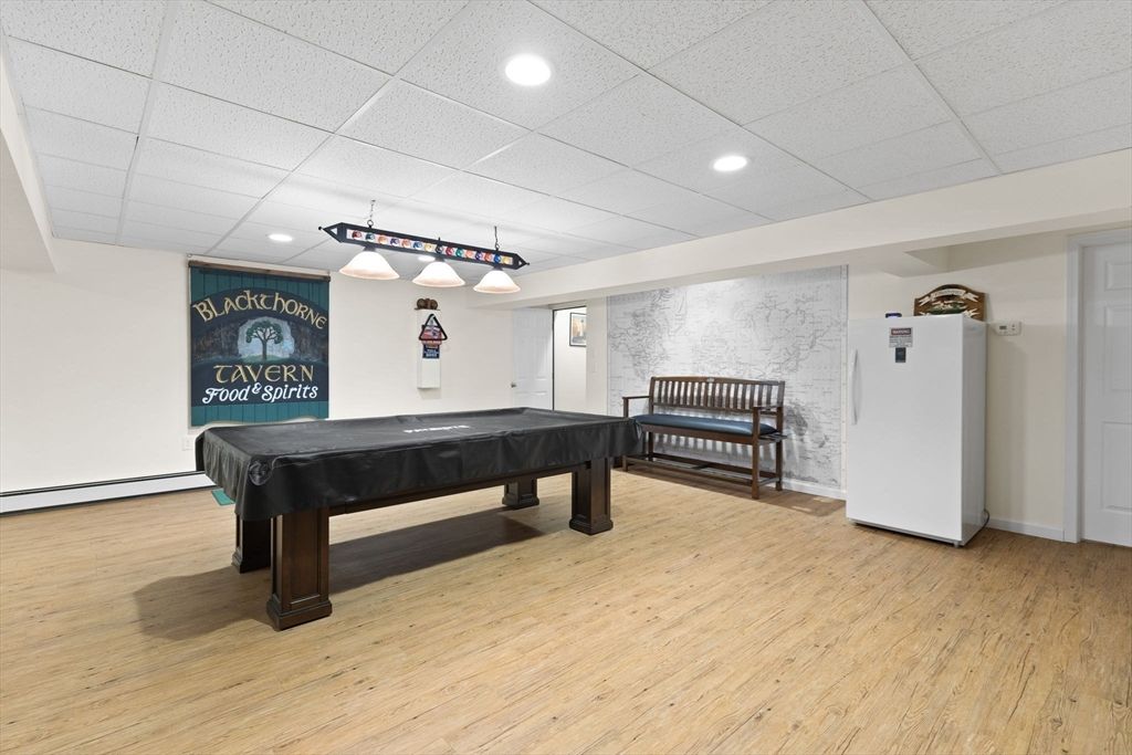 Billiard Table, Game Room, Interior, Recessed Lighting, Wood Texture Flooring