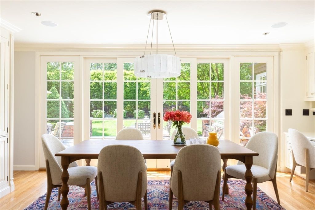Chandelier, Dining room, Interior, Wood Texture Flooring