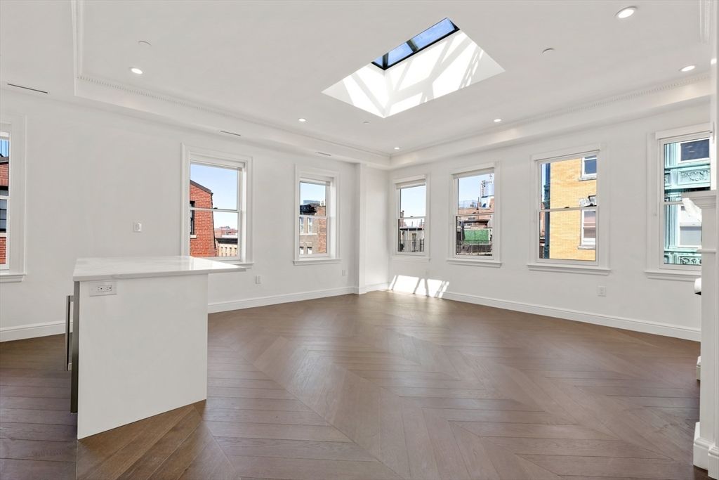 Empty room, Glass Ceilings, Interior, Recessed Lighting, Wood Texture Flooring