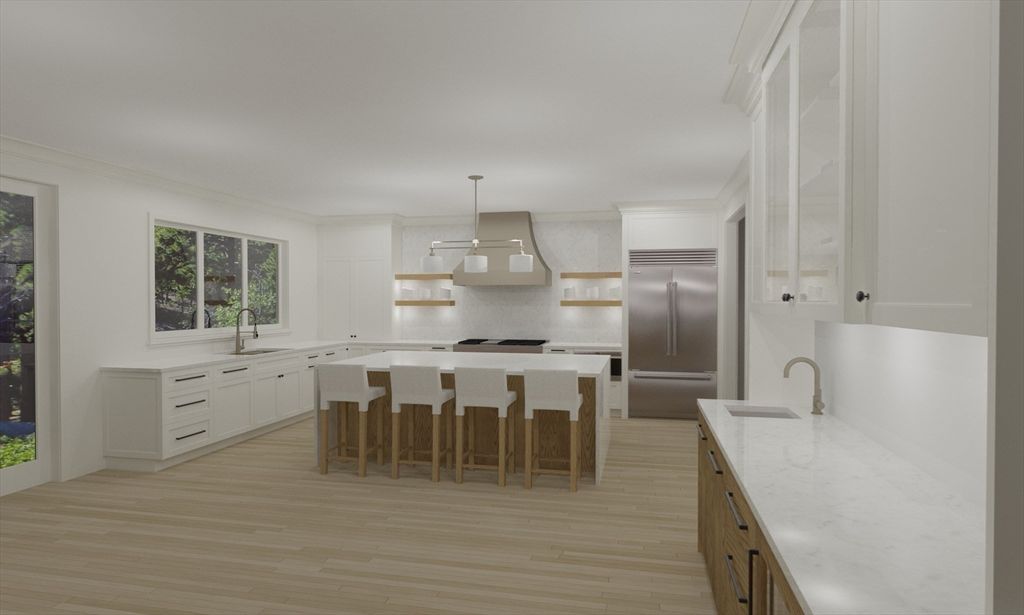 Interior, Kitchen, Pendant Lights, Stainless Steel Appliances, Wood Texture Flooring