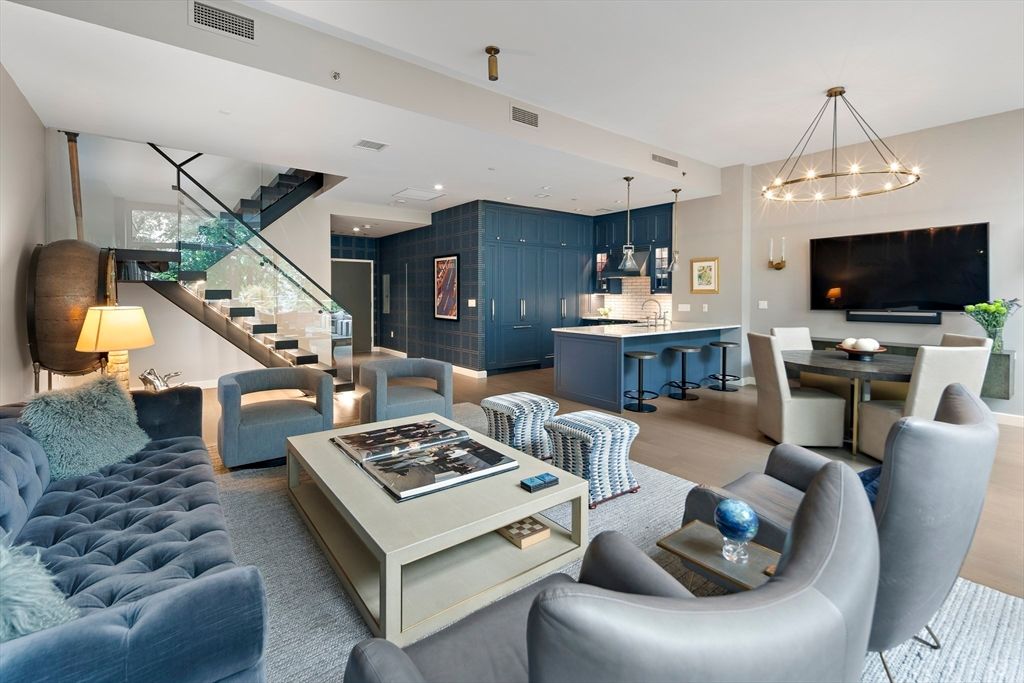 Dining room, Interior, Kitchen, Living room, Pendant Lights, Recessed Lighting, Wood Texture Flooring