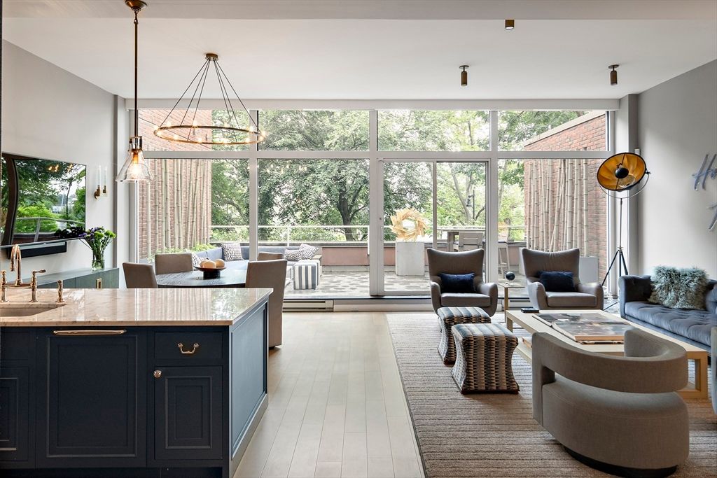 Dining room, Interior, Living room, Pendant Lights, Wood Texture Flooring
