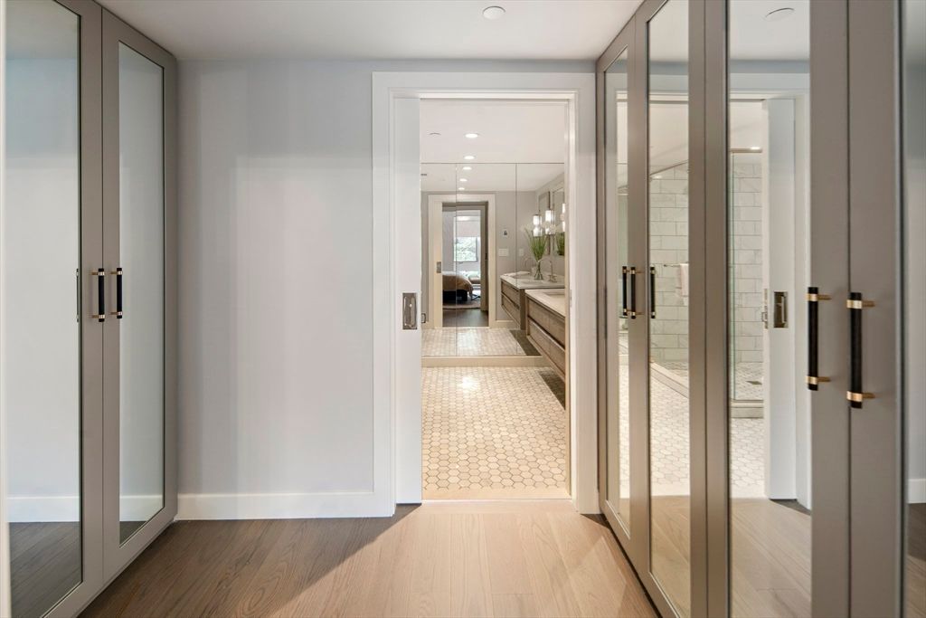 Bathroom, Interior, Recessed Lighting, Wood Texture Flooring