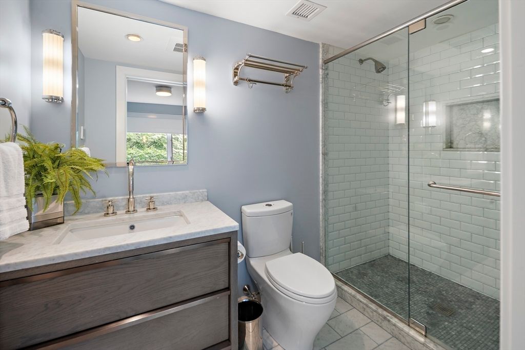Bathroom, Glass Shower, Interior, Recessed Lighting