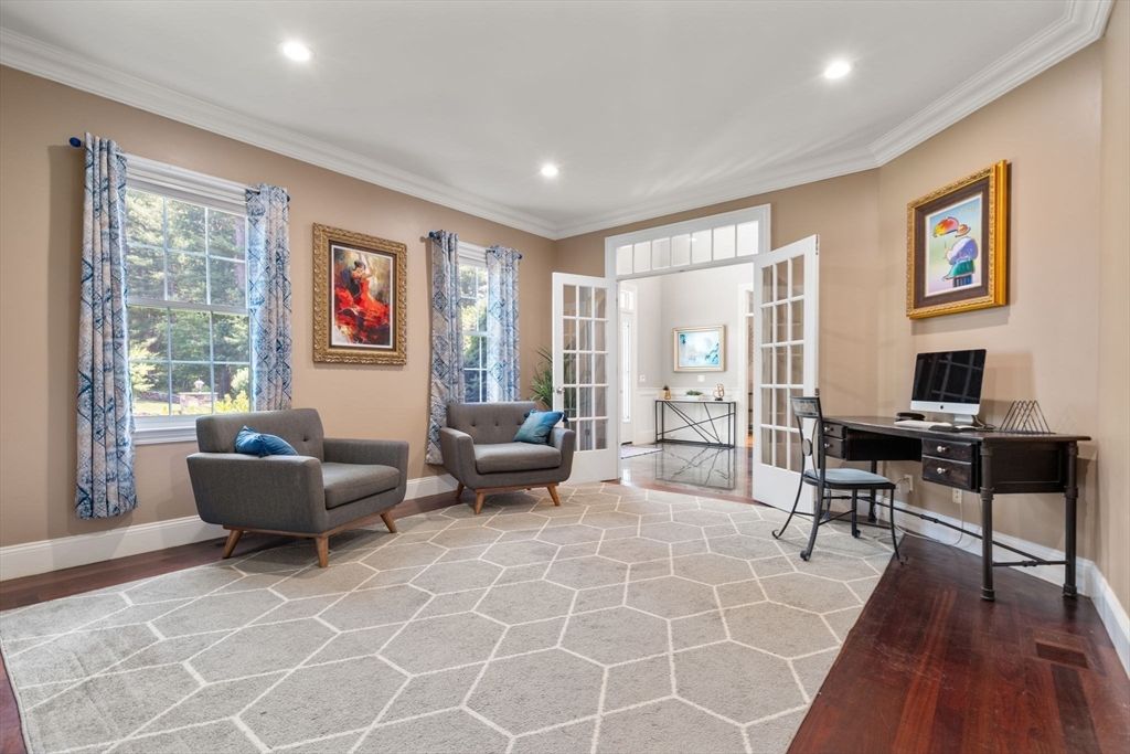 Home Office, Interior, Recessed Lighting, Wood Texture Flooring