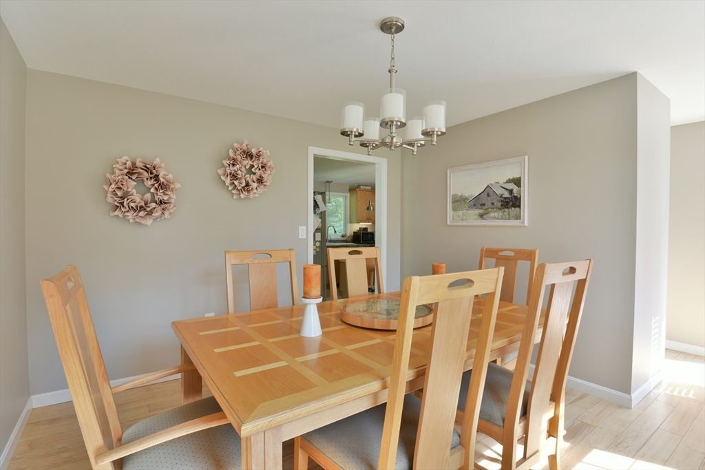 Chandelier, Dining room, Interior, Wood Texture Flooring