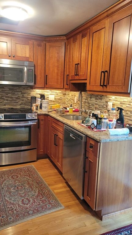 Interior, Kitchen, Stainless Steel Appliances, Wood Texture Flooring